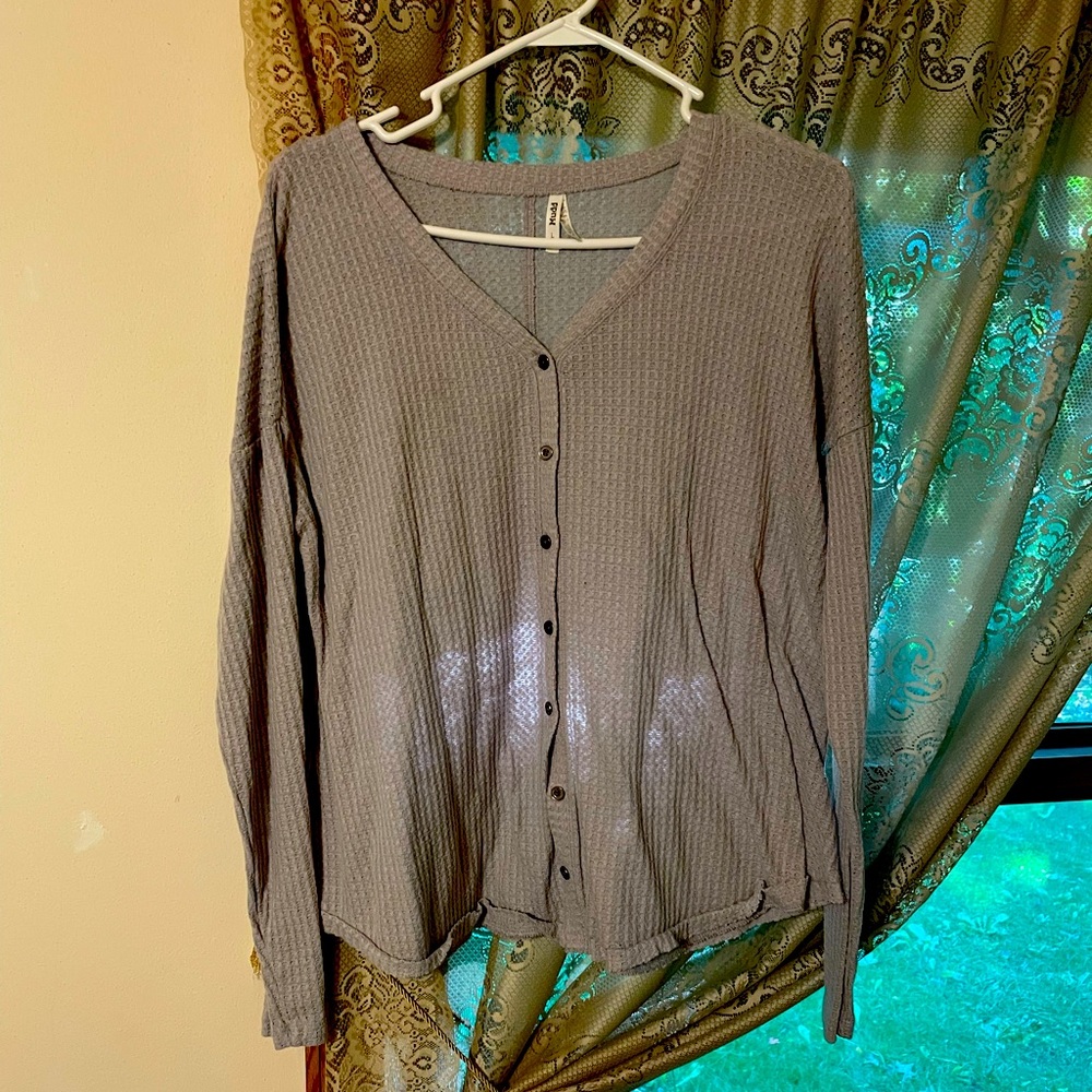 Sz L Waffle Knit Top